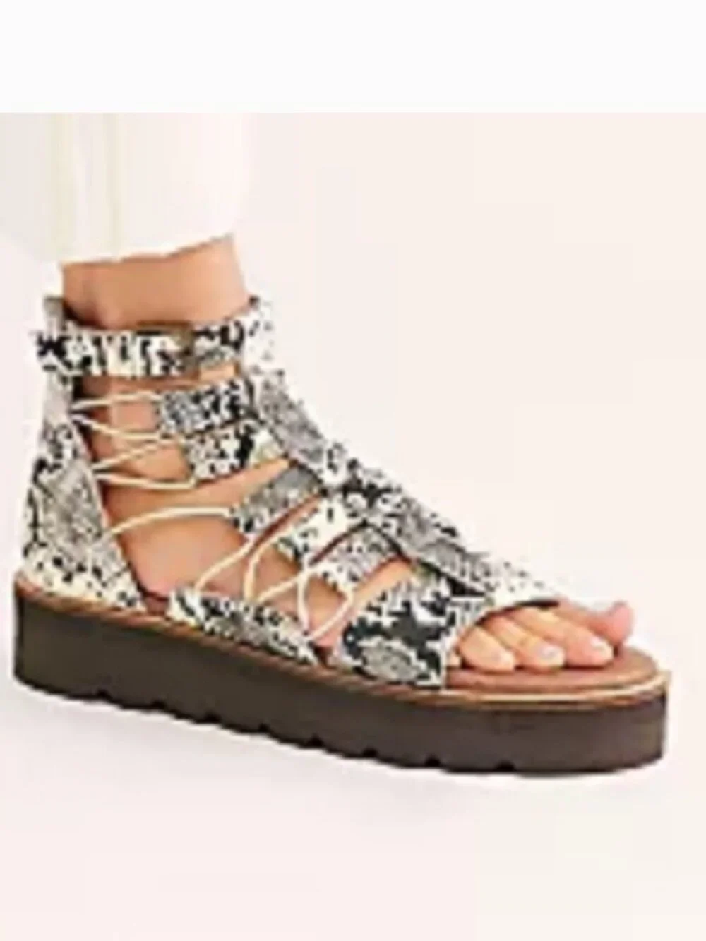 Free People Aubrey Wrap Gladiator Platform Animal Print Sandals